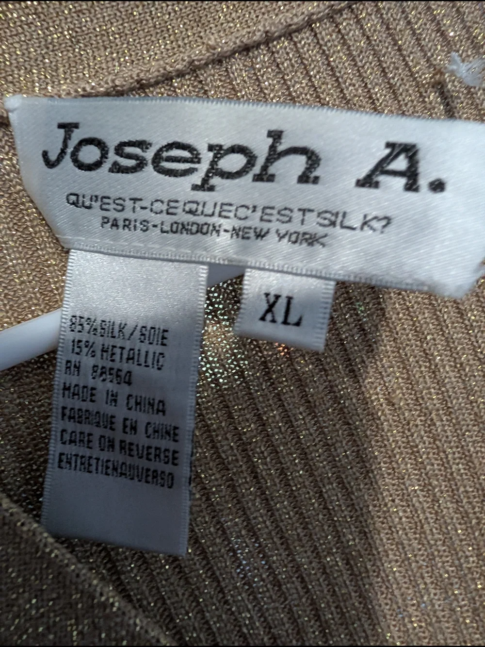 Joseph A Gold Shimmer Ribbed Button-Up Cardigan